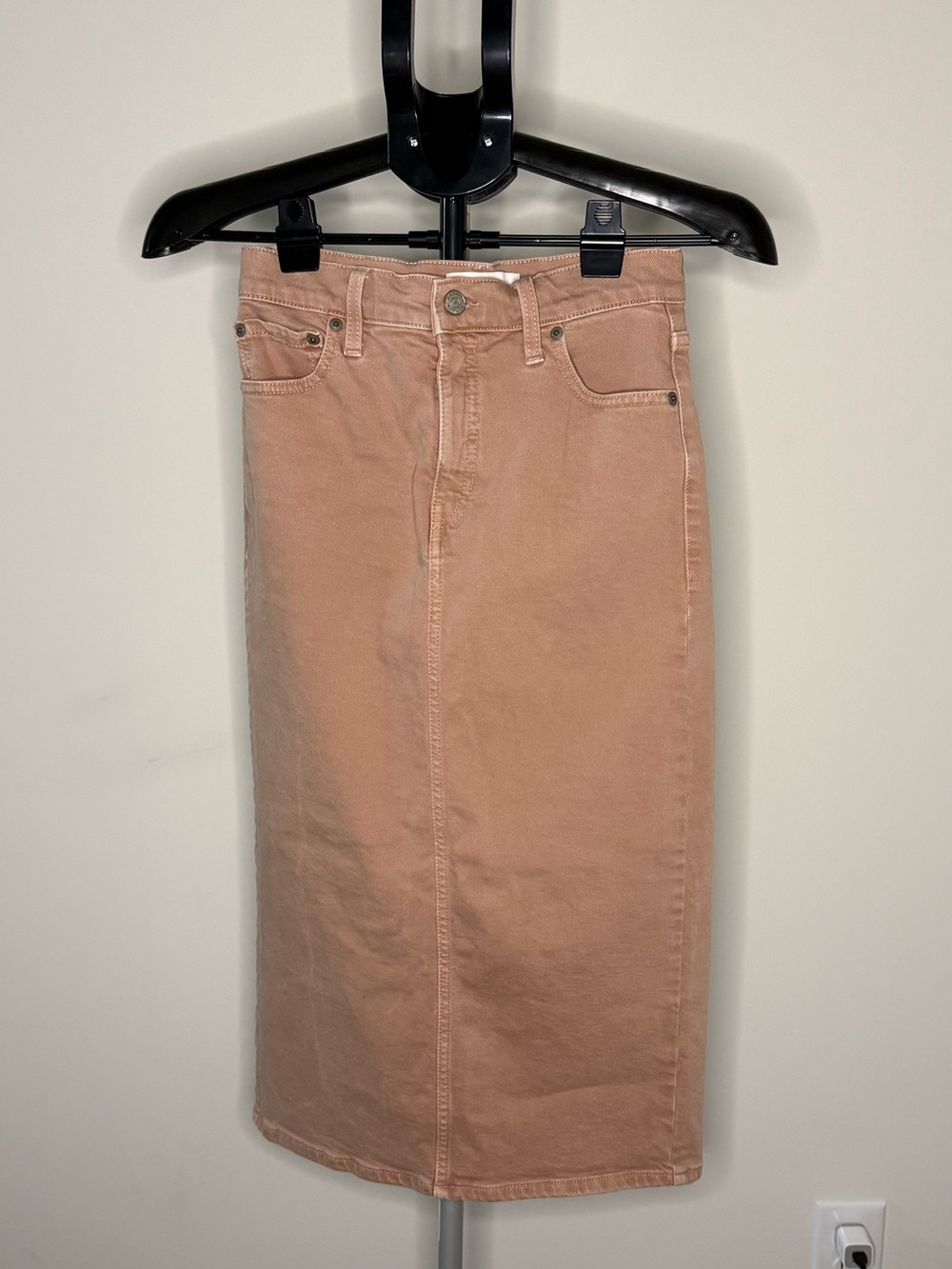 Banana Republic Blush Pink Denim Midi Pencil Skirt Size 0